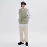 [Riversible]Fleece & Padding Vest V2 Light Khaki (6622450352246)