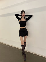 スリムボレロセット/010. Slim bolero set (black, white)