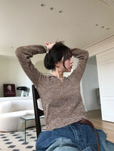 ヘイズリーカラーVネックニット