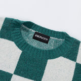 エンブロイダリーポイントチェッカーボードニット / EMBRODERY POINT CHECKERBOARD KNIT - GREEN