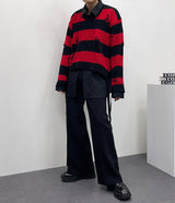 ストライプ ロープ クロップド ニットウェア / SK Stripe rope cropped knitwear (2 colors)