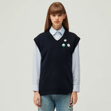 バッジニットベスト/BADGE KNIT VEST (NAVY)