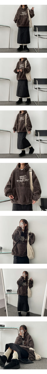[BoA's wool lining!] Deer Jasoo BoA's wool boxy hoodie