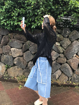 Slush denim half pants