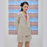 Kairo pleats skirt (beige) (6684261220470)
