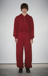 WIDE ZIP SWEATPANTS_DARK RED