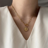 エリザべサンコイントグルバーチェーンシンプルネックレス / al Elizabethan coin toggle bar chain simple necklace