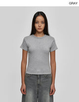 [B-BASIC] Round Neck Slim Brushed Short Sleeve Tee