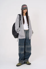 Stay pigment washed hood zip-up
