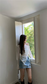 Belua off-shoulder long-sleeved tee