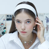 CHECK GLITTER TWEED HAIRBAND_WHITE