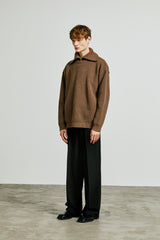 neck warmer wide collar zip-up knit brown (6615476830326)