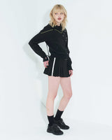 Pleated Logo-Tape Mini Skirt _ Black