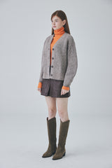 ビーガンレザースティッチミニスカート / Vegan Leather Stitch Mini Skirt [Brown]