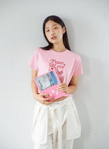 ピース＆ラブ クラブ Tシャツ / Peace&Love*Club Crop T-shirt (Pink)