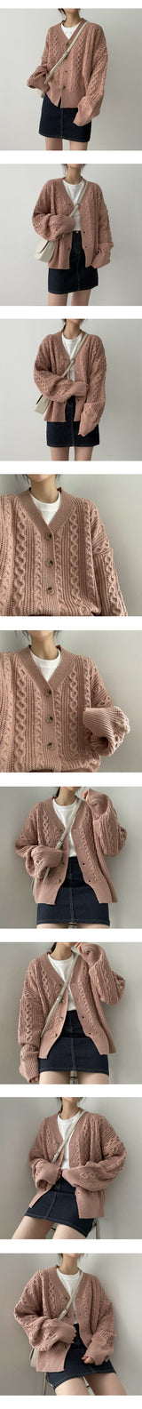 ネードボクシーツイストニットカーディガン / Nade Boxy Twisted Knitted Cardigan