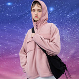 フリースフードウィンドブレーカージャケット / Fleece hood windbreaker jacket
