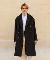 ウールブレンドオーバーサイズロングコート/RCH wool blended oversized long coat black