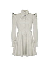 VEGAN LEATHER FLARED DRESS (6683372617846)