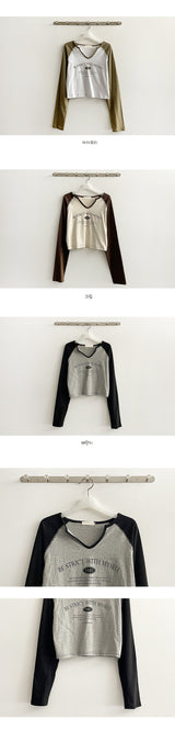Wish Color Raglan V-neck Long Sleeve Tee