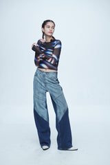 ハイパー ブラッシュ ウォッシング ワイド デニムパンツ / Hyper Brush Washing Wide Denim Pants Blue