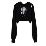 カットアウトロゴクロップフーディー / 223 CUT OUT LOGO CROP HOODIE - BLACK
