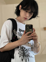 フローリングレタリング半袖Tシャツ (2 color)