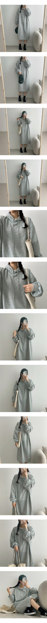 ボトムスリットフードドレス/Bottom slit hooded dress