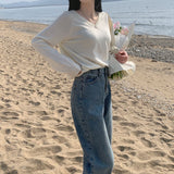 [Bellide made] Soft loose V-neck knitwear