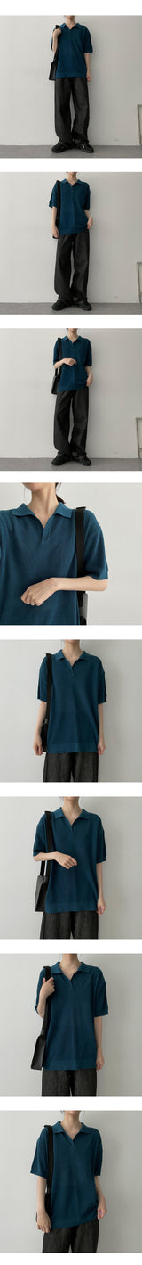 デリカラー半袖ニット / Deli Collar Short-Sleeved Knitwear