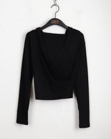 Chey draped wrap cropped hooded sweatshirt