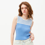 スモールチェリーストライプニットベスト / SMALL CHERRY STRIPE KNIT VEST [SKY]