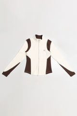 エアケーブルニットハーフ2WAYジップアップジャケット / AIR CABLE KNIT HALF 2WAY ZIP UP JACKET-ECRU SIENNA