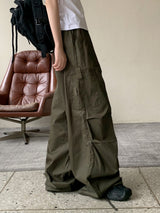 センロスシャーリングポケットツーウェイコットンロングワイドカーゴパンツ / Senros Shirring Pocket Two-Way Cotton Long Wide Cargo Pants