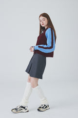 ボウクル2WAYジップアップニット / Boucle 2way Zip-up Knit [Burgundy]