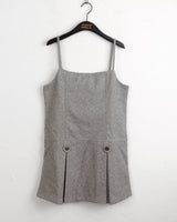 Ant herringbone wool pleated mini dress