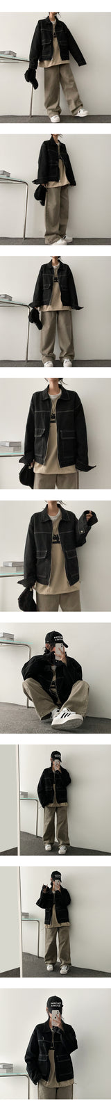 Launch stitch pocket boxy jacket
