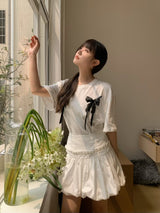 Balletcore Ribbon Loose Fit Short Sleeve Tee