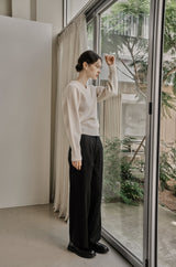 リブ Vニットトップス/RIBBED V-KNIT TOP_IVORY