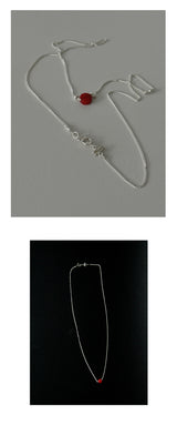 コーラルシルバーボールチェーンネックレス / Coral Silverball Chain Necklace