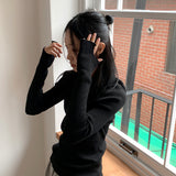 Conet ribbed slim fit inner long sleeve hoodie sweatshirt