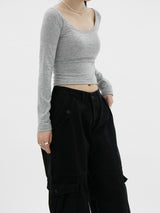 ヒーラインUネックTシャツ / Healline U Neck T-shirt (4color)