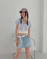 ワンボタンショートスリーブTシャツ/One Button Short Sleeve T-shirt (5color)