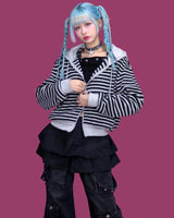 BBボクシーストライプフードジップアップ