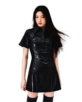 DOUBLE PIN-TUCK RIBBED MIX ONE PIECE (BLACK) (6654704451702)