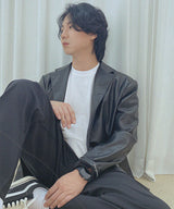 エッセンシャルブレザーレザージャケット/Essential Blazer Leather Jacket J23 Black