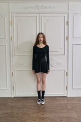 Pearl Ribbon Wrap Skirt - Black