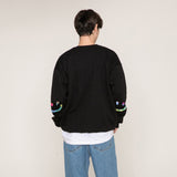 [UNISEX] Elbow Tie Dye Drawing Smile White Clip Sweatshirt (6686022795382)
