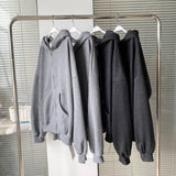 Black brushed pearl hooded zip-up