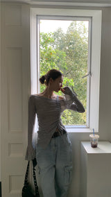 Belua off-shoulder long-sleeved tee